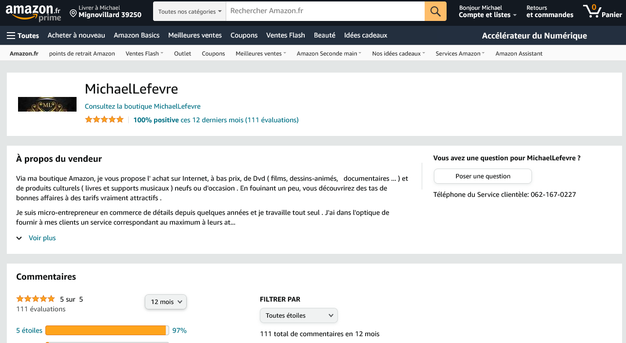 Profil vendeur Amazon.fr : MichaelLefevre